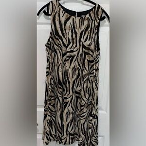 Kasper Black and Cream Animal Print Midi Dress